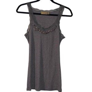 Princess Vera Wang Embellished Lace Gray Tank Top M